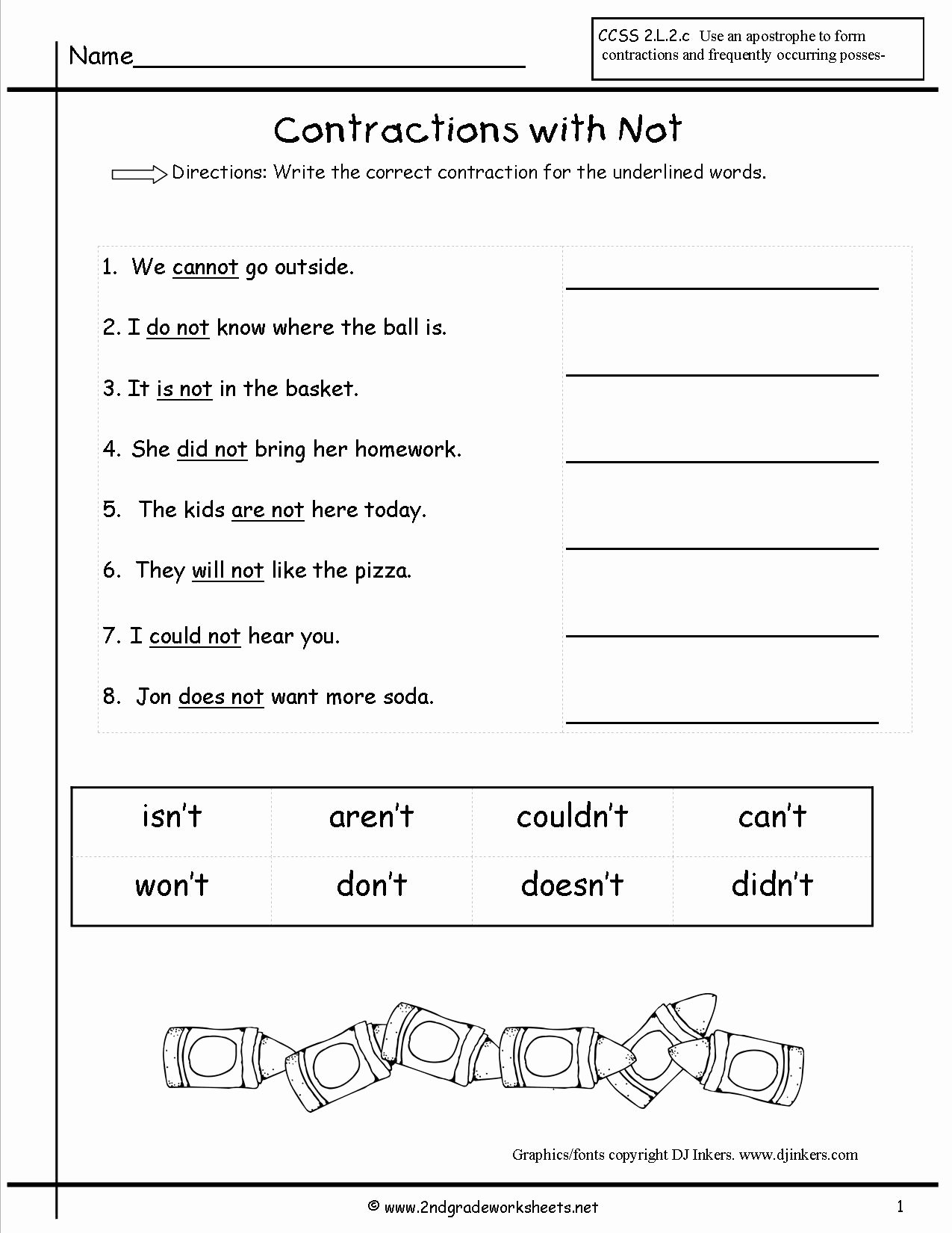 Contractions Worksheet 2nd Grade Lovely Free Contractions Worksheets and Printouts
