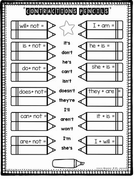 Contractions Worksheet 2nd Grade New Contractions Worksheets by Esl Classroom