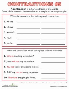 Contractions Worksheet 3rd Grade Awesome Contractions Worksheets Speling Pinterest