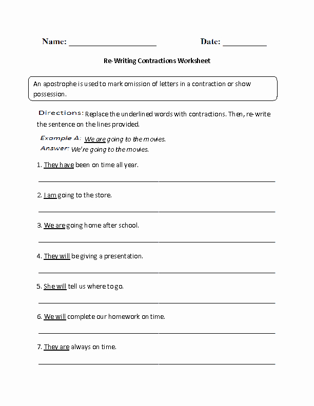 Contractions Worksheet 3rd Grade Best Of 16 Best Of English Contractions Worksheets