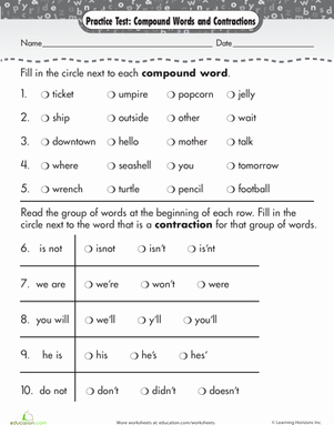 Contractions Worksheet 3rd Grade Best Of Practice Test Pound Words and Contractions