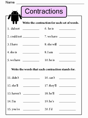 Contractions Worksheet 3rd Grade Lovely Pin On 1st Grade