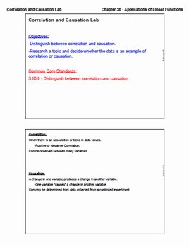Correlation Vs Causation Worksheet Luxury Correlation and Causation Activity Lesson with Homework