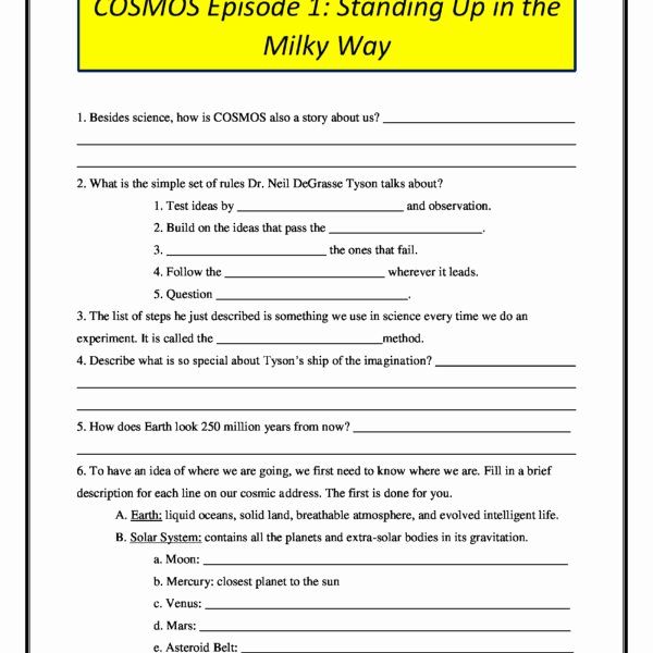 Cosmos Episode 1 Worksheet Answers Best Of Cosmos Episode 1 Standing Up In the Milky Way Worksheet