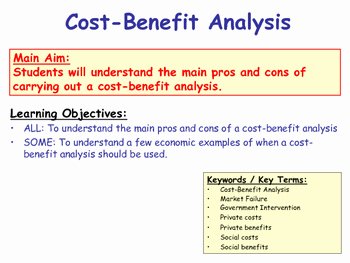 Cost Benefit Analysis Worksheet Fresh Cost Benefit Analysis Cba A Level Economics Ppt