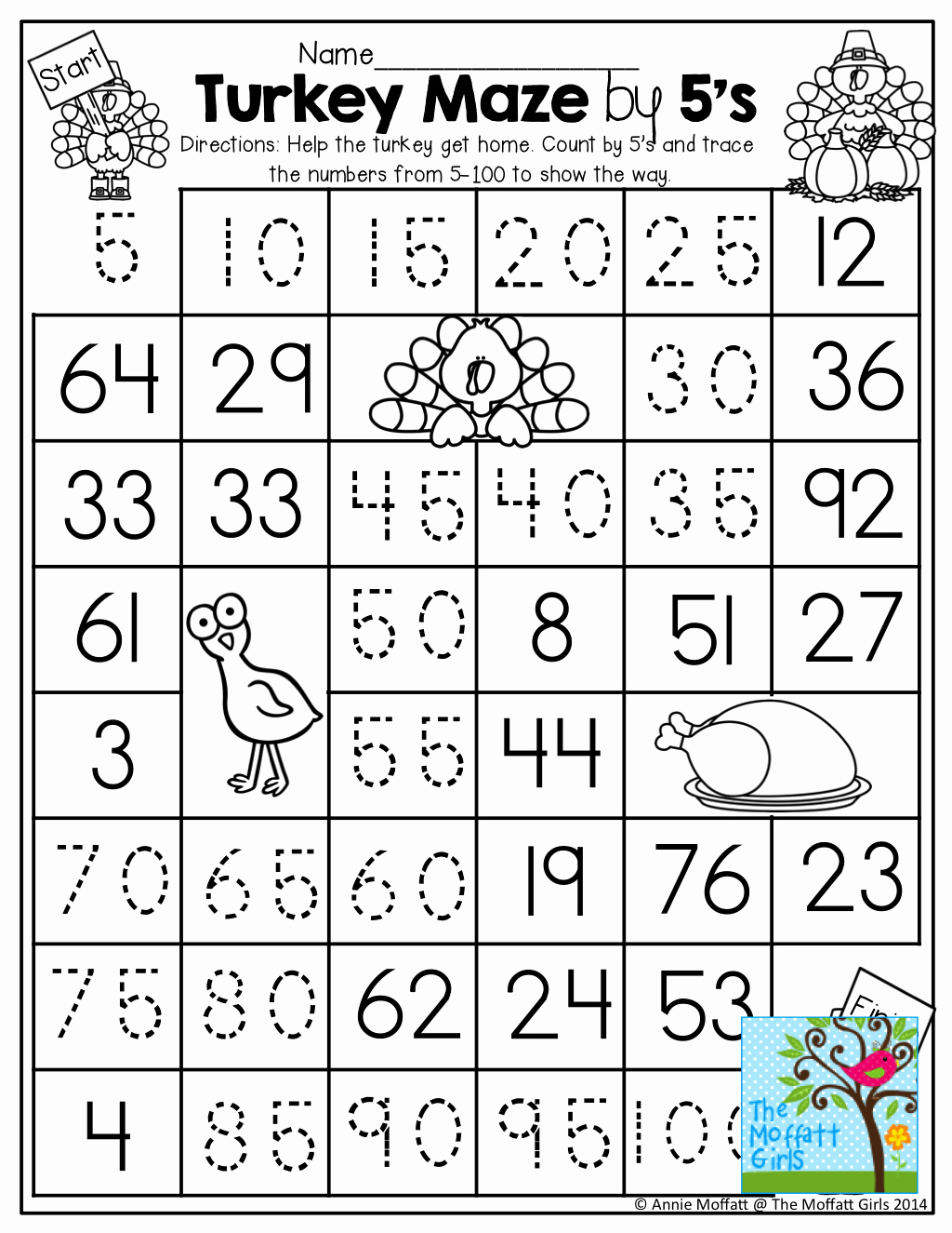 Count by 5s Worksheet Awesome Count by 5 S Worksheet by Tracing the Path From the Turkey