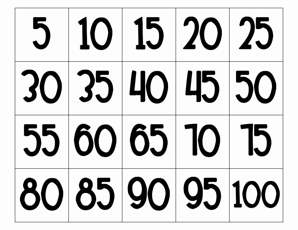 50 Count By 5s Worksheet