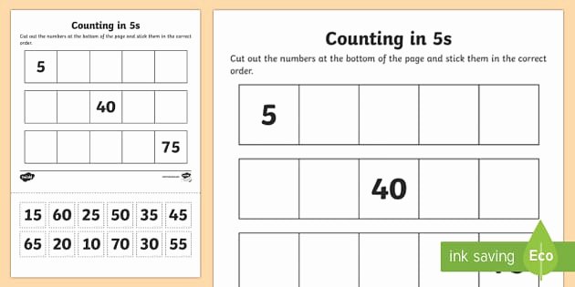 Count by 5s Worksheet Luxury Counting In 5s Cut and Stick Worksheet Worksheet