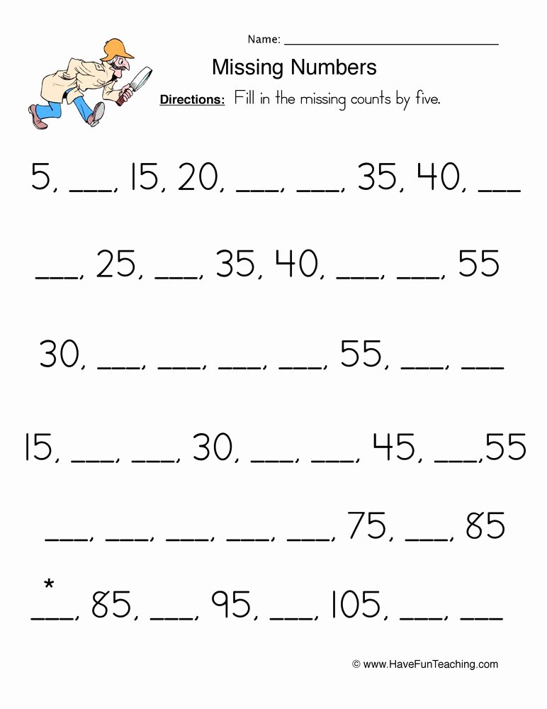 50 Count By 5s Worksheet