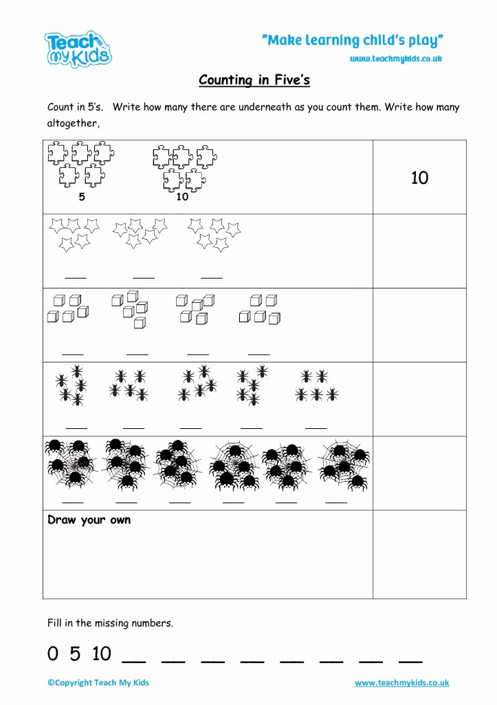 Count by 5s Worksheet Unique Counting In 5’s Tmk Education