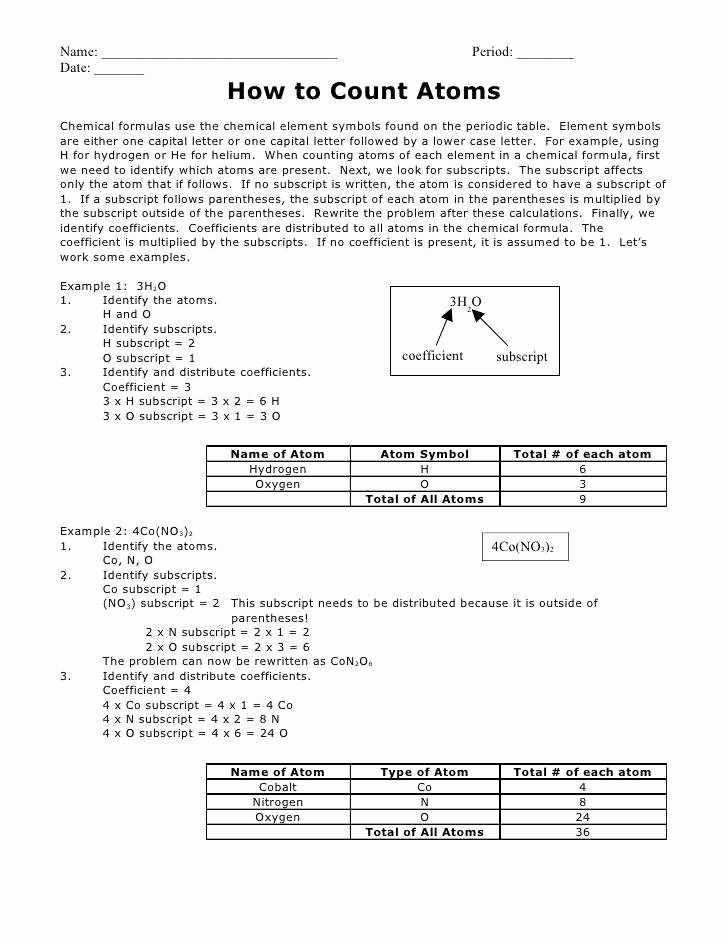 Counting atoms Worksheet Answers Awesome Counting atoms Worksheet Answers