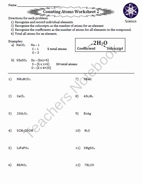 Counting atoms Worksheet Answers Awesome Pin by Beth Davis On Chemistry Unit