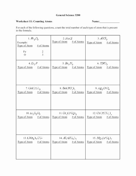Counting atoms Worksheet Answers Unique Counting atoms Worksheet for 8th 10th Grade