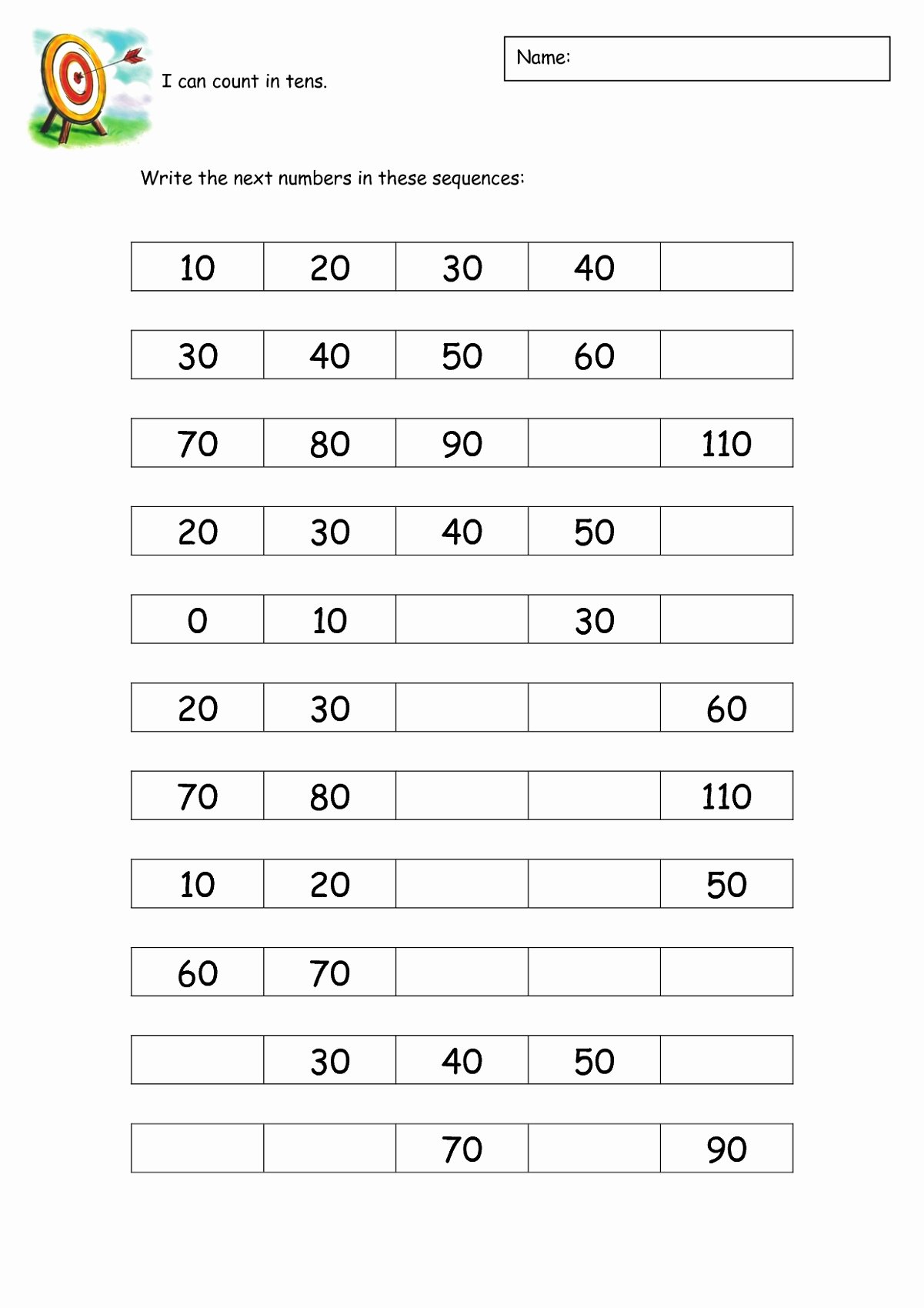 Counting by 10s Worksheet Awesome Elegant Counting by 10s Worksheet Kindergarten