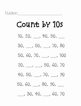 Counting by 10s Worksheet Best Of Missing Number Skip Counting by 10s Worksheet by Mrs