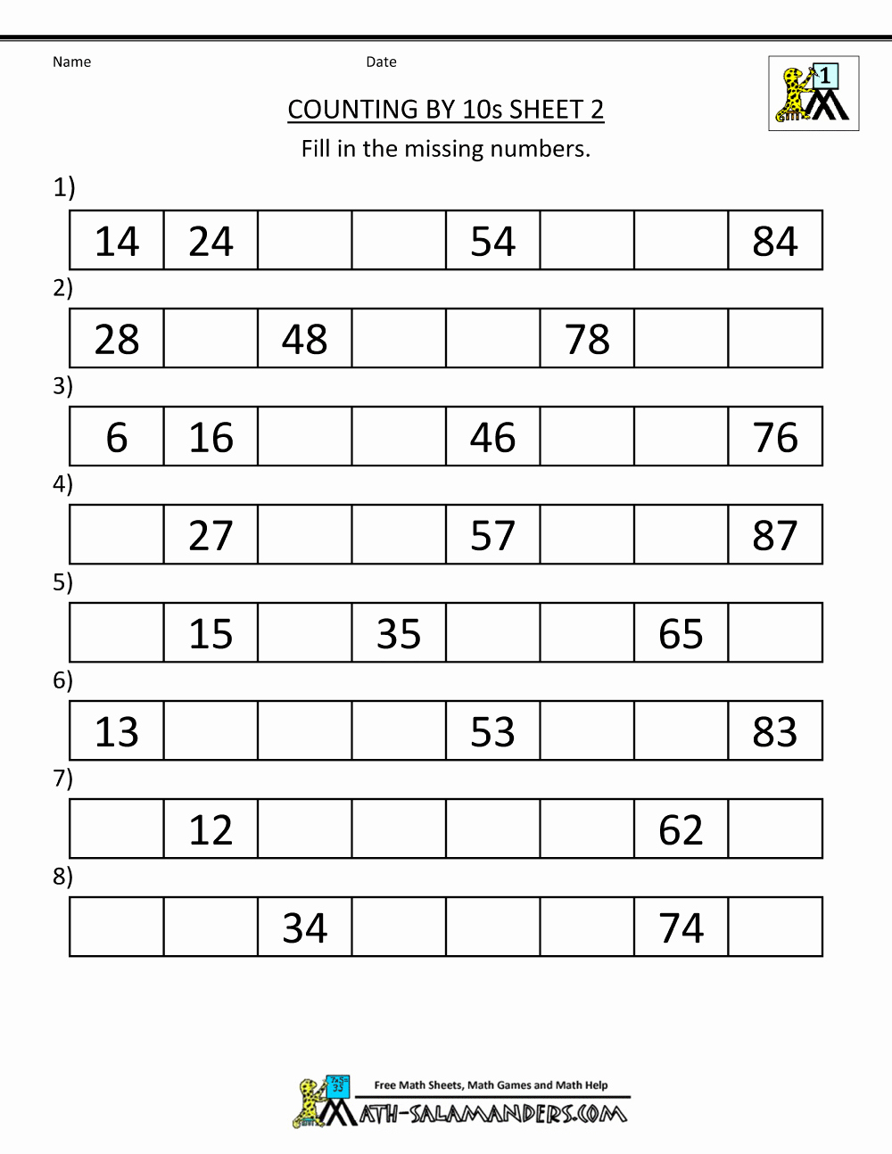 Counting by 10s Worksheet Fresh 1st Grade Math Worksheets Counting by 1s 5s and 10s
