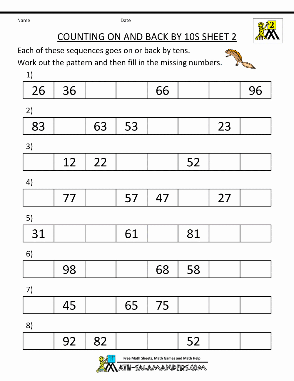 Counting by 10s Worksheet Luxury Count by Tens Worksheets