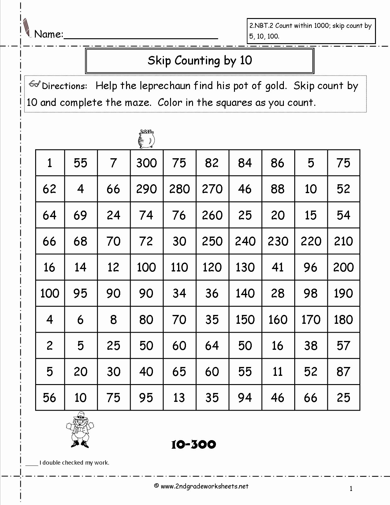 Counting by 10s Worksheet New Free Skip Counting Worksheets