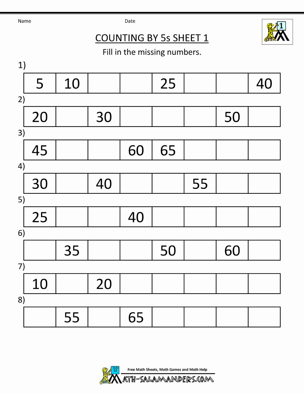 Counting by 5s Worksheet Awesome 1st Grade Math Worksheets Counting by 1s 5s and 10s