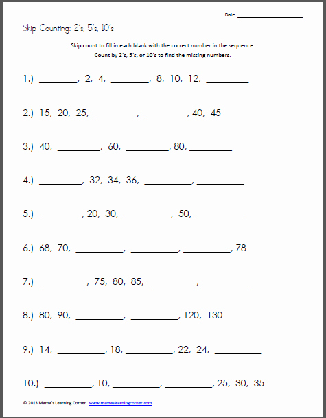 Counting by 5s Worksheet Inspirational Skip Counting Worksheet 2s 5s 10s