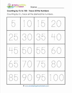 Counting by 5s Worksheet Lovely Counting by 5 S to 100 Trace All the Numbers