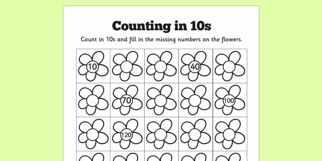 Counting In 10s Worksheet Beautiful Counting In 10s Flowers Worksheets Counting 10 Flowers