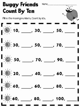 Counting In 10s Worksheet Elegant Buggy Friends Count by Ten Free Printable Math Worksheet