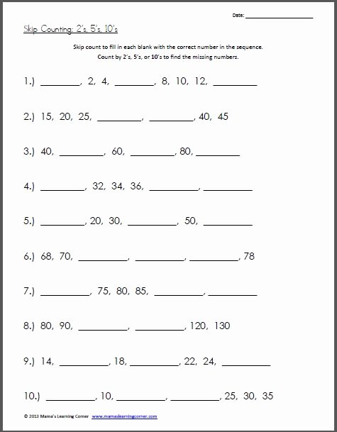 Counting In 10s Worksheet Inspirational Skip Counting Worksheet 2s 5s 10s