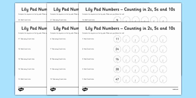 Counting In 10s Worksheet New Lily Pad Counting In 2s 5s and 10s Worksheet Worksheet