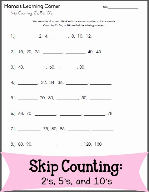 Counting In 10s Worksheet New Skip Counting Worksheet 2s 5s 10s Mamas Learning Corner