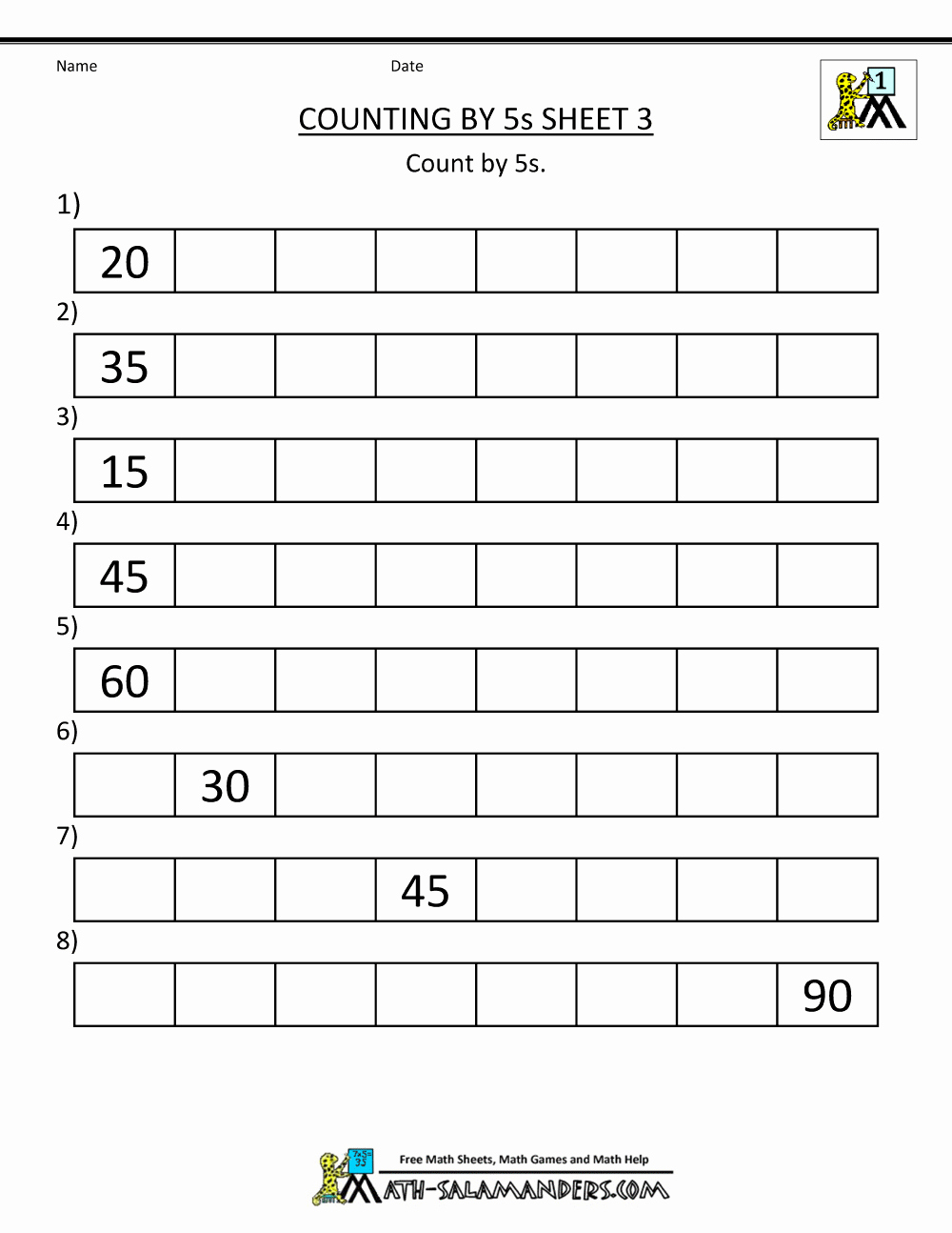 Counting In 5s Worksheet Inspirational 1st Grade Math Worksheets Counting by 1s 5s and 10s