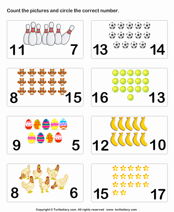 Counting to 20 Worksheet Lovely Identifying Numbers and Objects Worksheet Turtle Diary