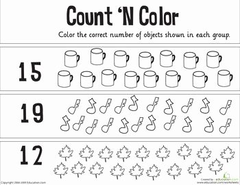 Counting to 20 Worksheet Luxury Count N Color the Numbers 11 20