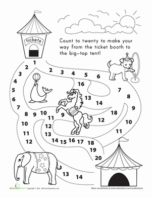 Counting to 20 Worksheet Unique Counting 1 20 Let S Go to the Circus