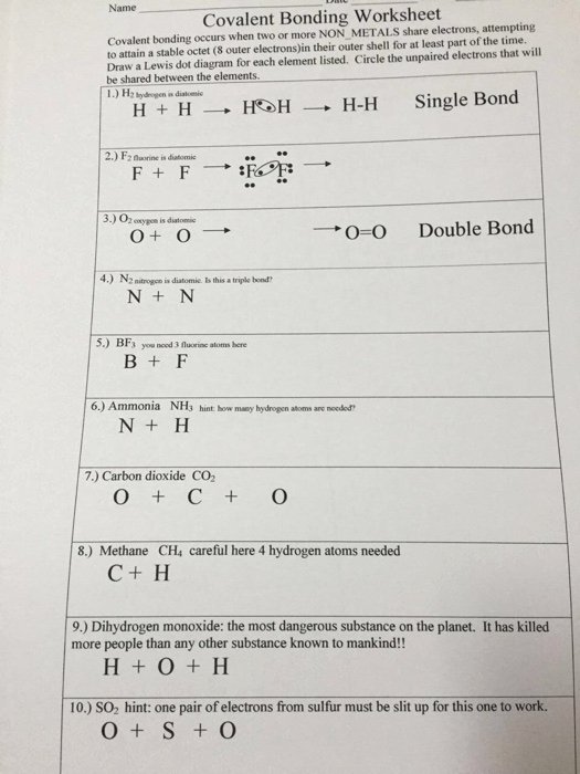 Pop Best Section 6 2 Covalent Bonding Worksheet Answer Key Pdf