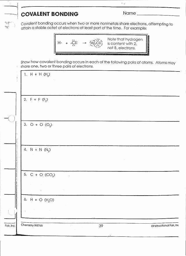 Covalent Bonding Worksheet Answer Key Lovely Covalent Bonding Worksheet Answers