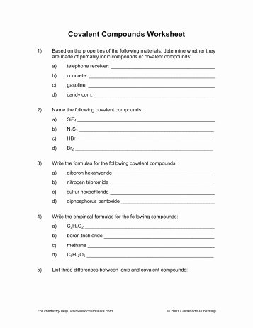 Covalent Bonding Worksheet Answers Awesome Types Of Bonds and Covalent Bonding Worksheet Colina