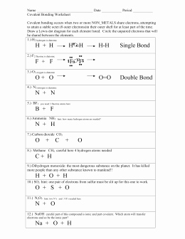 Covalent Bonding Worksheet Answers Unique Covalent Bonding Worksheet