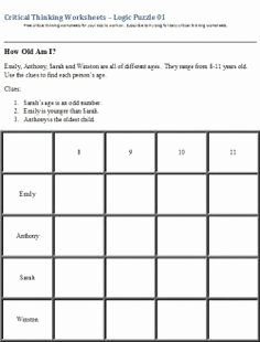 Critical Thinking Skills Worksheet Unique 1000 Images About Logical Thinking On Pinterest
