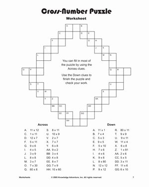 Cross Section Worksheet 7th Grade Inspirational Cross Number Puzzle – Printable Multiplication Worksheets