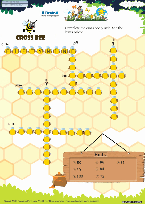 Cross Section Worksheet 7th Grade Unique Cross Bee Math Worksheet for Grade 1