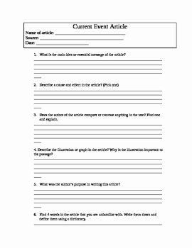 Current events Worksheet Pdf Best Of Current event Article Graphic organizer by Lightning