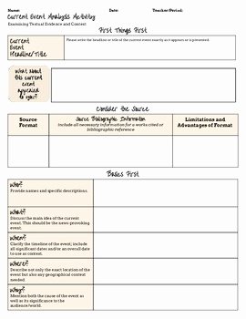 Current events Worksheet Pdf Fresh Current event Analysis Activity Worksheet Content