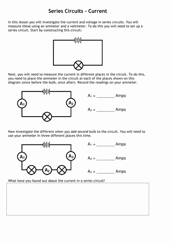 Current Voltage and Resistance Worksheet Best Of Current &amp; Voltage In Series &amp; Parallel Circuits by Tafkam