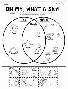 Day and Night Worksheet Fresh Day and Night Sky Picture sort Venn Diagram