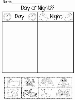 Day and Night Worksheet Unique Day or Night Worksheet by Ppcdwithmrspatterson