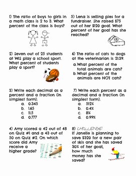 Decimal Word Problems Worksheet Awesome Fraction Decimal Percent Word Problems by Ocean Road
