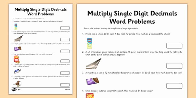 Decimal Word Problems Worksheet Elegant Year 6 Multiply Single Digit Decimals Word Problems