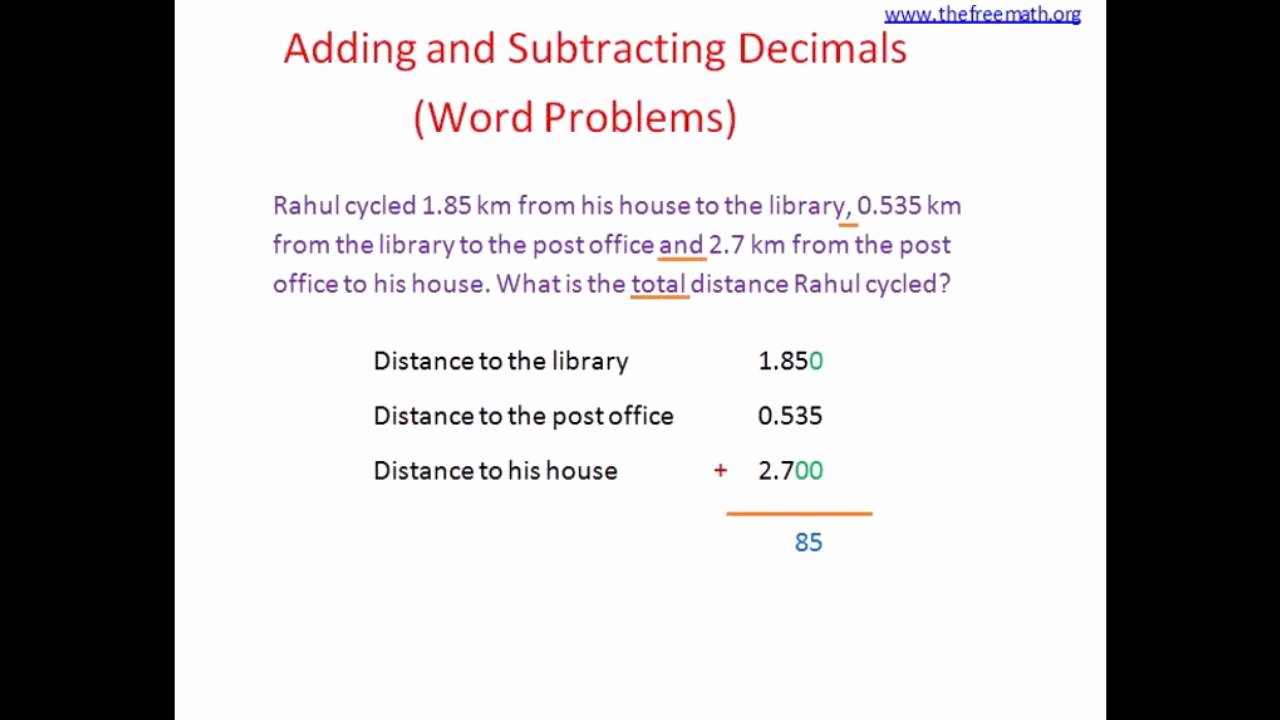Decimal Word Problems Worksheet New Adding Subtracting Decimals Word Problems
