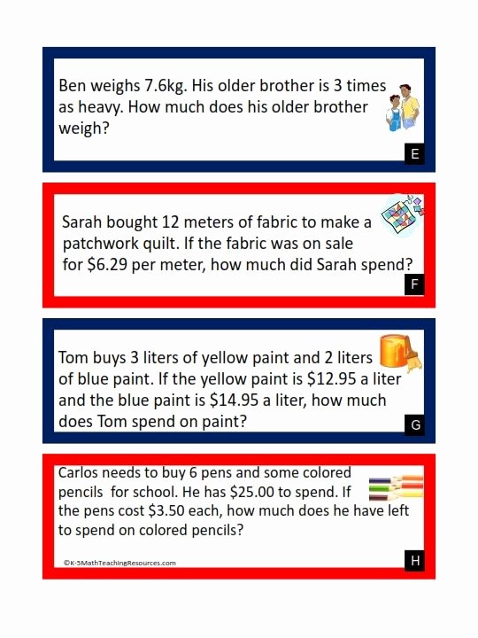 50 Decimal Word Problems Worksheet